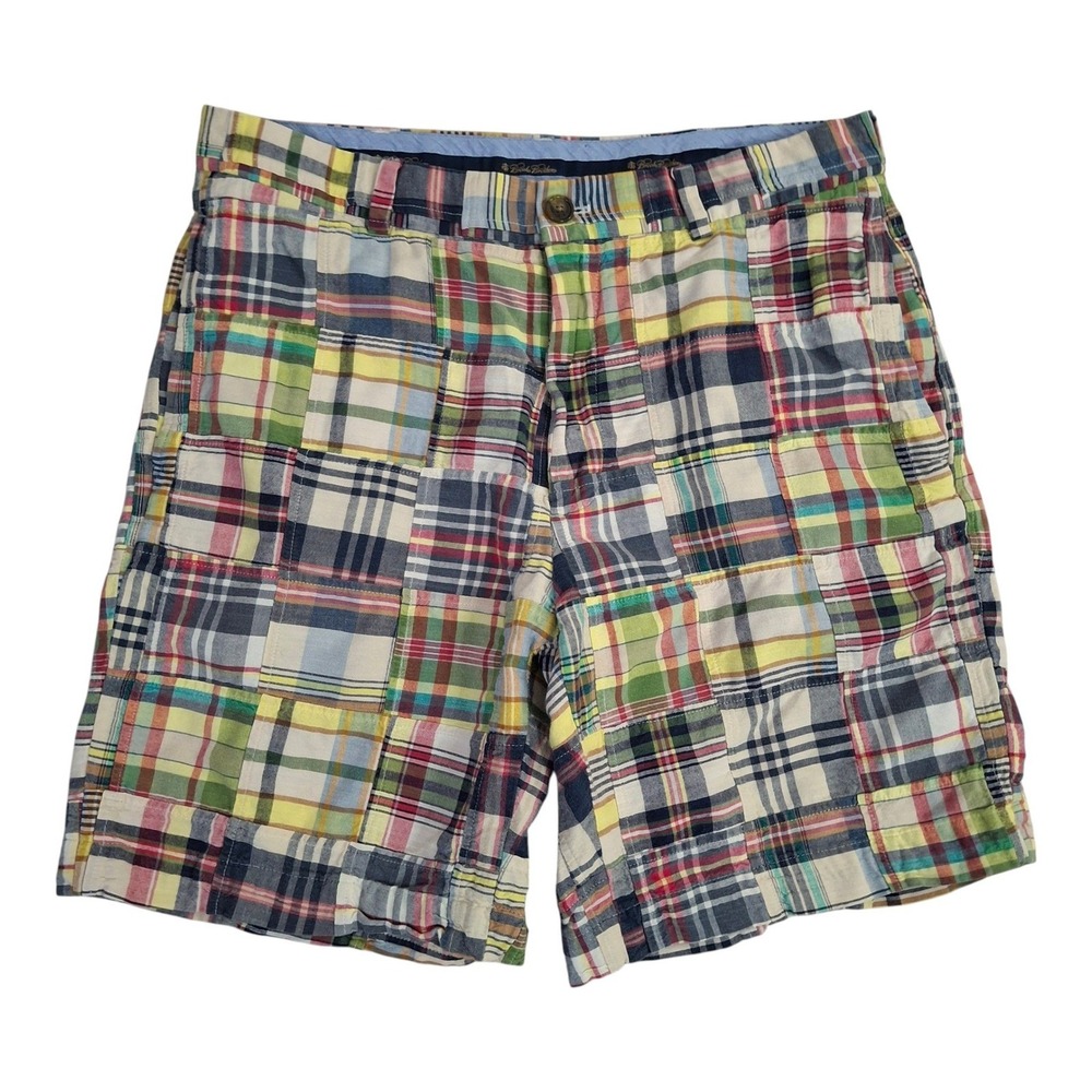 Brooks Brothers Patchwork Madras Plaid Shorts Men's 33x8 Multi Color Cotton